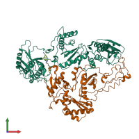 PDB entry 4o44 coloured by chain, front view.
