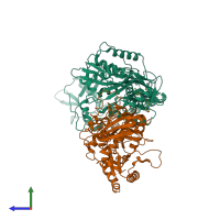 PDB entry 4o44 coloured by chain, side view.