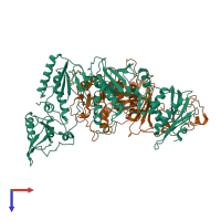 PDB entry 4o44 coloured by chain, top view.