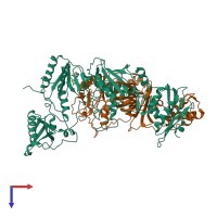 PDB entry 4o4g coloured by chain, top view.