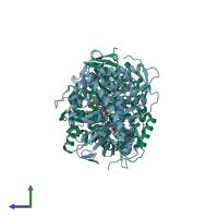 PDB entry 4o4p coloured by chain, side view.