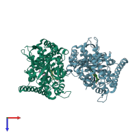 PDB entry 4o4p coloured by chain, top view.