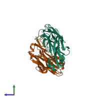 PDB entry 4o4y coloured by chain, side view.