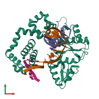 PDB entry 4o5c coloured by chain, front view.
