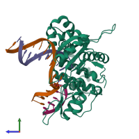 PDB entry 4o5c coloured by chain, side view.