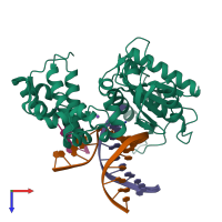 PDB entry 4o5c coloured by chain, top view.