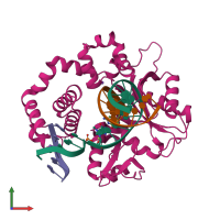 PDB entry 4o5k coloured by chain, front view.