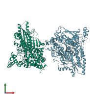 PDB entry 4o5p coloured by chain, front view.