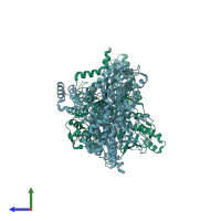 PDB entry 4o5p coloured by chain, side view.