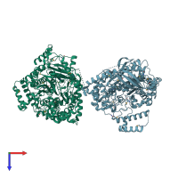 PDB entry 4o5p coloured by chain, top view.