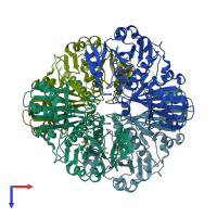 PDB entry 4o63 coloured by chain, top view.