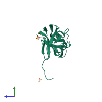 PDB entry 4o65 coloured by chain, side view.