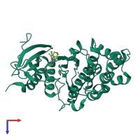 PDB entry 4o6e coloured by chain, top view.