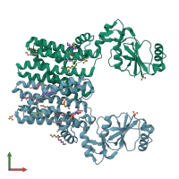PDB entry 4o6m coloured by chain, front view.