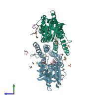 PDB entry 4o6m coloured by chain, side view.