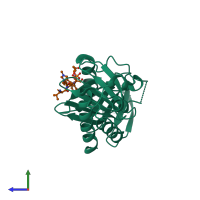 PDB entry 4o6w coloured by chain, side view.