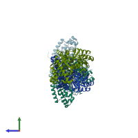 PDB entry 4o6z coloured by chain, side view.