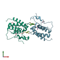 PDB entry 4o71 coloured by chain, front view.