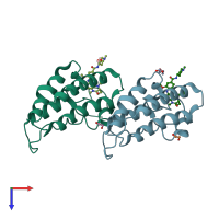PDB entry 4o74 coloured by chain, top view.