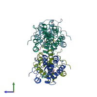 PDB entry 4o76 coloured by chain, side view.