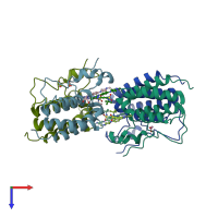 PDB entry 4o76 coloured by chain, top view.