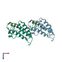 PDB entry 4o77 coloured by chain, top view.
