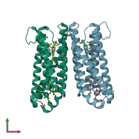 PDB entry 4o79 coloured by chain, front view.