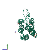 PDB entry 4o7a coloured by chain, side view.