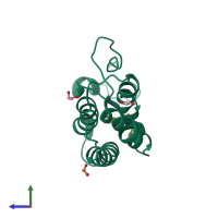 PDB entry 4o7b coloured by chain, side view.