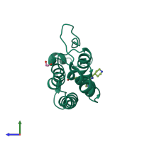 PDB entry 4o7c coloured by chain, side view.