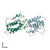 PDB entry 4o7e coloured by chain, front view.