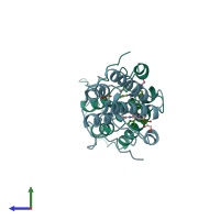 PDB entry 4o7e coloured by chain, side view.