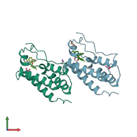 PDB entry 4o7f coloured by chain, front view.