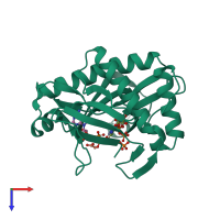 PDB entry 4o7v coloured by chain, top view.