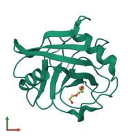PDB entry 4o8i coloured by chain, front view.