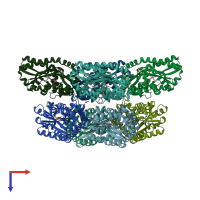 PDB entry 4o8m coloured by chain, top view.