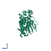 PDB entry 4o8s coloured by chain, side view.