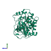 PDB entry 4o91 coloured by chain, side view.