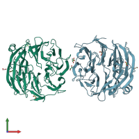 PDB entry 4o9d coloured by chain, front view.