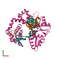 PDB entry 4o9m coloured by chain, front view.