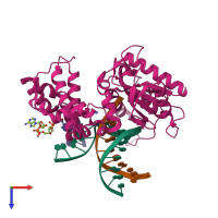 PDB entry 4o9m coloured by chain, top view.