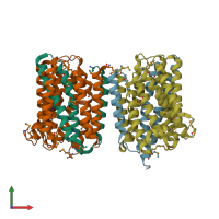 PDB entry 4o9p coloured by chain, front view.