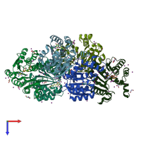 PDB entry 4oa5 coloured by chain, top view.