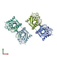 PDB entry 4oa7 coloured by chain, front view.