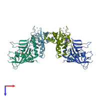 PDB entry 4oa7 coloured by chain, top view.
