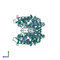 PDB entry 4oa8 coloured by chain, side view.