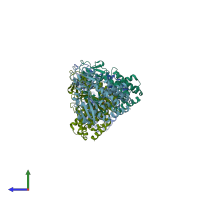 PDB entry 4oah coloured by chain, side view.