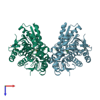 PDB entry 4oat coloured by chain, top view.