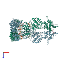 PDB entry 4oav coloured by chain, top view.