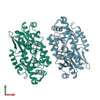 PDB entry 4obb coloured by chain, front view.